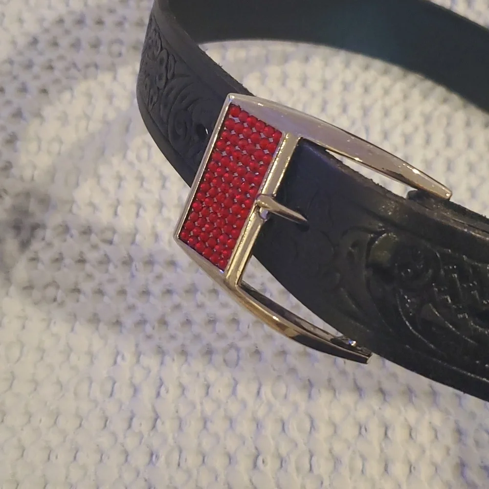 Monkee's Black Belt with Red Rhinestones Size 32